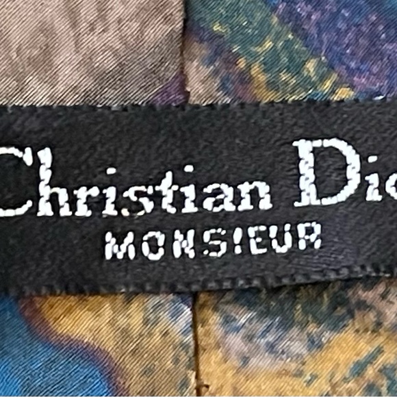 Christian Dior Vintage 100% Silk Men's Designer Tie in RARE Abstract Art Print - Picture 3 of 7